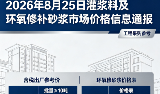 武乡2026年8月25日灌浆料及环氧修补砂浆市场价格信息通报